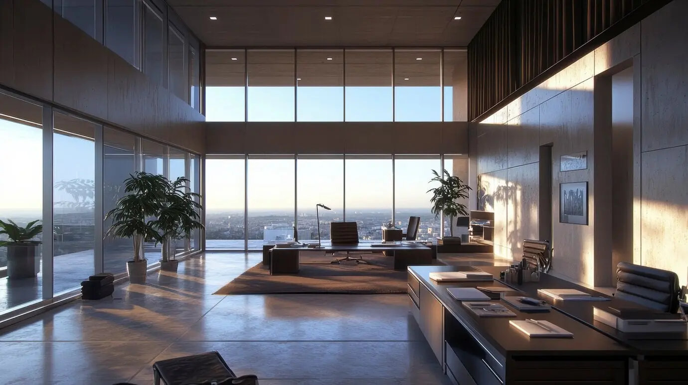 Modernes, minimalistisches Büro